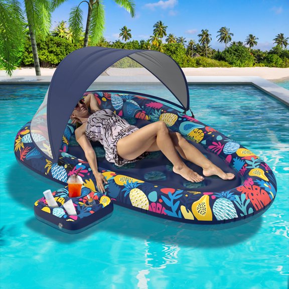 Pool Floats Sunikko X 3 en 1 con toldo y portavasos para adultos