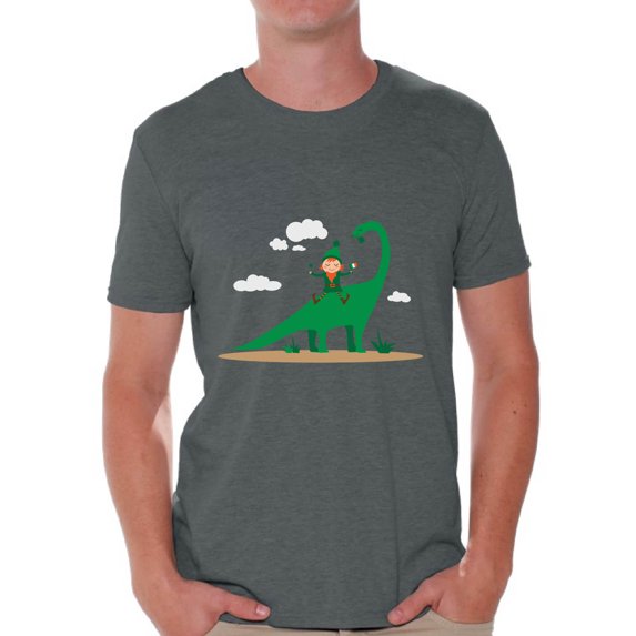Awkward Styles Leprechaun and Dinosaur Tshirt St. Patrick's Day Shirt for Men Irish Gifts for Him Saint Patrick T Shirt St. Patrick Shirt Irish Men's T Shirt Dinosaur Shirt Lucky Irish Shirt for Men
