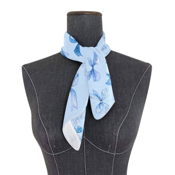 Square Scarf 24x24 Inch Blue Bows and Ribbons Silky Satin Sun Protection Neck Scarf for Women Multi-Purpose Head Wrap Bandana for Hair Bag Decoration