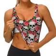 thumbnail image 3 of Uemuo Skull and Roses Pattern Women's Sports Bra - High Impact Support, Breathable, and Comfortable Athletic Bra for Running, Yoga, and Workouts, 3 of 9
