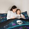 thumbnail image 4 of Homewish Western Floral Skull King Bedding for Kids, Raven Cottage Witch King Bed in a Bag, Black Reversible, 7-Piece, 4 of 7