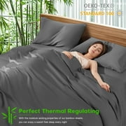 Sonoro Kate Luxury Cooling Bamboo Bed Sheet Set - Deep Pockets - 4 Piece, Queen, Dark Gray