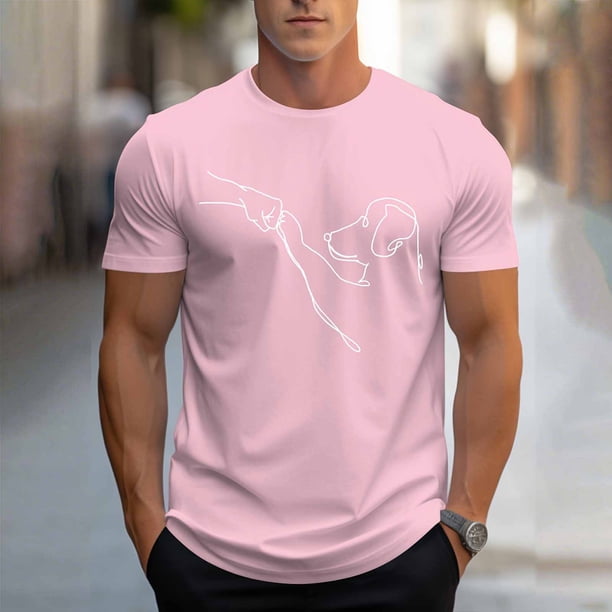 Tops para hombre, blusas y camisas de cuello redondo y manga corta para hombre, blusas casuales de cuello redondo con estampado de moda para hombre, blusas de cuello redondo y manga corta, camisas par