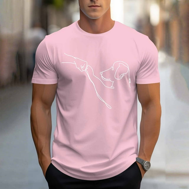 Tops para hombre, blusas y camisas de cuello redondo y manga corta para hombre, blusas casuales de cuello redondo con estampado de moda para hombre, blusas de cuello redondo y manga corta, camisas par
