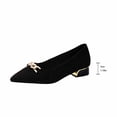 thumbnail image 5 of ZunFeo Womens Black Velvet Flats Pointed Toe Slip On Low Block Heel Shoes with Chain Detail for Work & Casual (Sizes 5.5-9),Size 9, 5 of 9