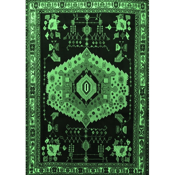 Ahgly Company Indoor Rectangle Persian Emerald Green Traditional Area Rugs, 8' x 12'