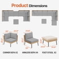 thumbnail image 6 of Clouddwell 8 Piece Light Gray Wicker Patio Sectional Conversation Set, Water Resistant Thick Cushions & Coffee Table for Backyard Poolside, 6 of 10