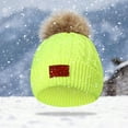 thumbnail image 4 of Ausyst Hats Clearance! NEW 1-11 Years Old For Girls Boys Kids Winter Beanie Hat Warm Knit Thick Ski Cap With Fluff Ball, 4 of 7