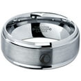 thumbnail image 2 of Tungsten Take Off Space Ship Rocketship Band Ring 8mm Men Women Comfort Fit Gray Step Bevel Edge Brushed Polished, 2 of 4