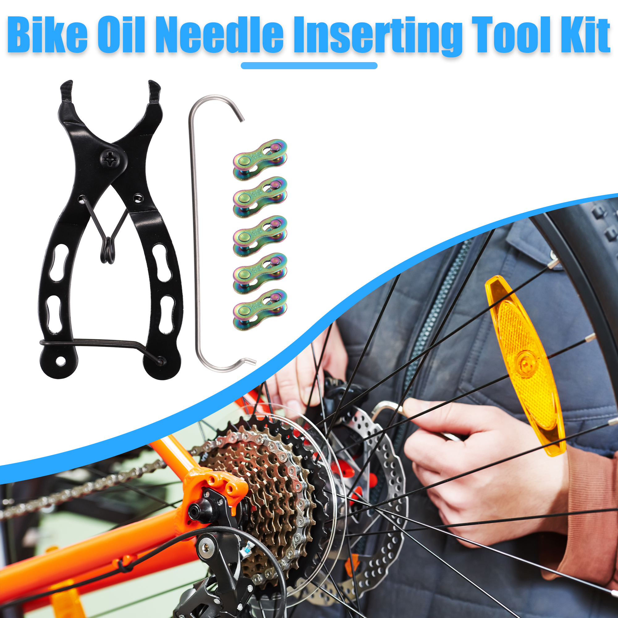 Unique Bargains Universal Bike Chain Tool Kit 5 Quick Link Connectors 9 Speed Chain