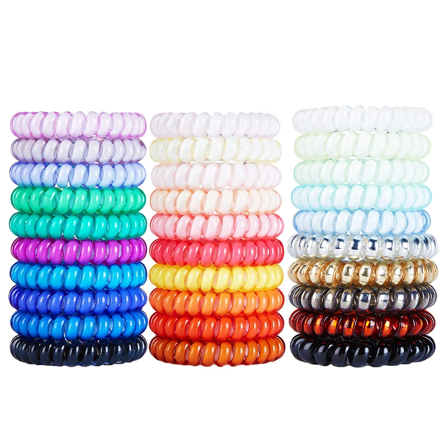 Spiral Hair Ties, 30Pcs No Crease Hair Ties,Candy Color Phone Cord Hair