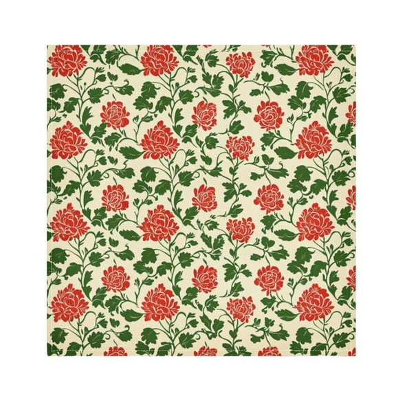 Qxltty Vintage Red Floral Pattern Napkins 20×20in Perfect for Parties Dinners Weddings Cocktail Housewarming Cloth Napkins Set of 6