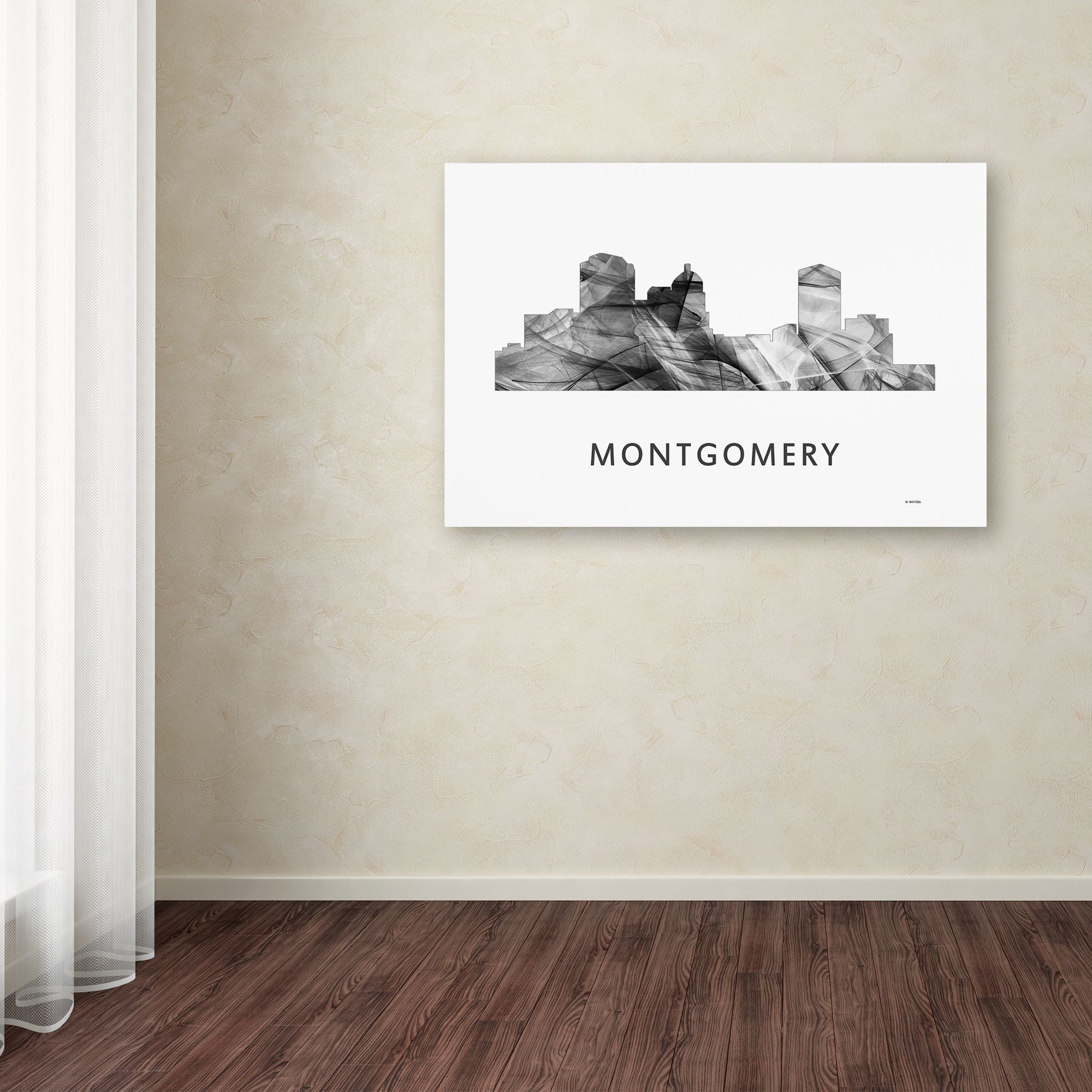 Trademark Fine Art 'Montgomery Alabama Skyline WB-BW' Canvas Art by Marlene Watson