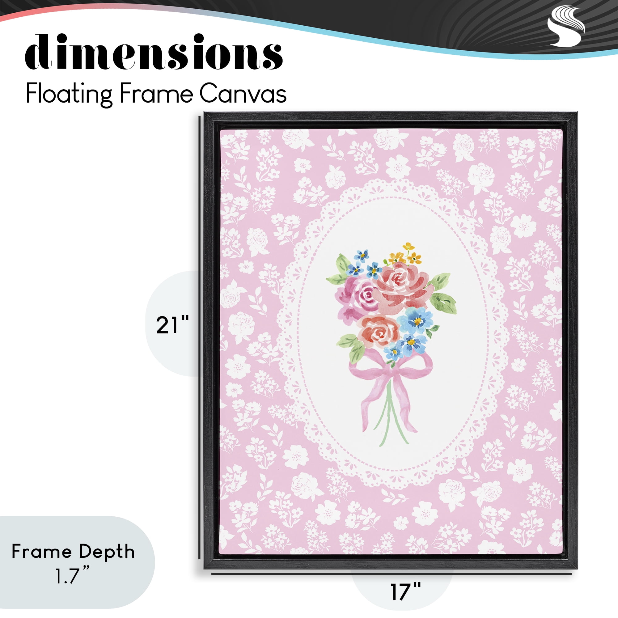 Stupell Industries Pink Feminine Bouquet Black Framed Floater Canvas Wall Art, design by Corinne Haig