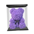 thumbnail image 4 of Oso de rosas con caja, adorable oso de flores preservadas, regalo artificial para bodas y fiestas. Púrpura, 4 of 9