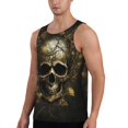 thumbnail image 2 of Gukieu Vintage Gold Leaf Skull Print Men's Quick Dry Fitness Vest, Round Neck Sleeveless Fitness Bodybuilding Top-3X-Large, 2 of 7