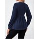 thumbnail image 2 of - playera de mernidad para mujer, cuello redondo, punto acanalado, manga larga, peplum, 2 of 5