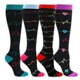 thumbnail image 2 of Calcetines de compresión Prolriy para mujer, hombre, pares de calcetines Brede Compressie, unisex, deportivos, 4 pares, para hombre y mujer, negros, tallas L-XL, 2 of 7