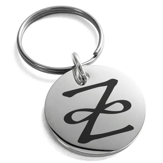 Stainless Steel Reiki Zonar Healing Engraved Small Medallion Circle Charm Keychain Keyring