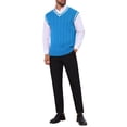 thumbnail image 2 of INSPIRE CHIC Men's Solid Color V-Neck Sleeveless Cable Knitted Sweater Vest S Blue, 2 of 5