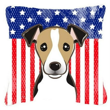 American Flag & Jack Russell Terrier Fabric Decorative Pillow, 18 x 3 x 18 in.