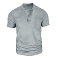 thumbnail image 3 of HOOMEUMY Men's Fashion Button Placket Short Sleeve Tops Lightweight Casual Basic Tees with Pocket for Daily Streetwear & Holiday Gray XXL, 3 of 6