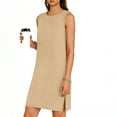thumbnail image 2 of TaTaai Women's Sleeveless Slip Dress Solid Color Round Neck Casual Side Slit Pullover Dress Lightweight Stretchy Polyester Blend Gift, 2 of 6