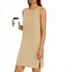 thumbnail image 2 of TaTaai Women's Sleeveless Slip Dress Solid Color Round Neck Casual Side Slit Pullover Dress Lightweight Stretchy Polyester Blend Gift, 2 of 6