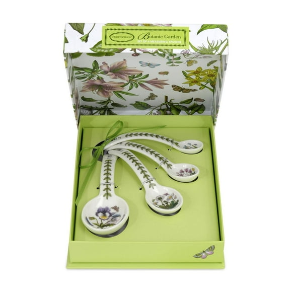 Portmeirion Botanic Garden Measuring Spoons - Set of 4 | 1 tbsp 1 tsp tsp tsp | Fine Porcelain | Chip Resistant Glaze | Dishwasher Microwave Safe