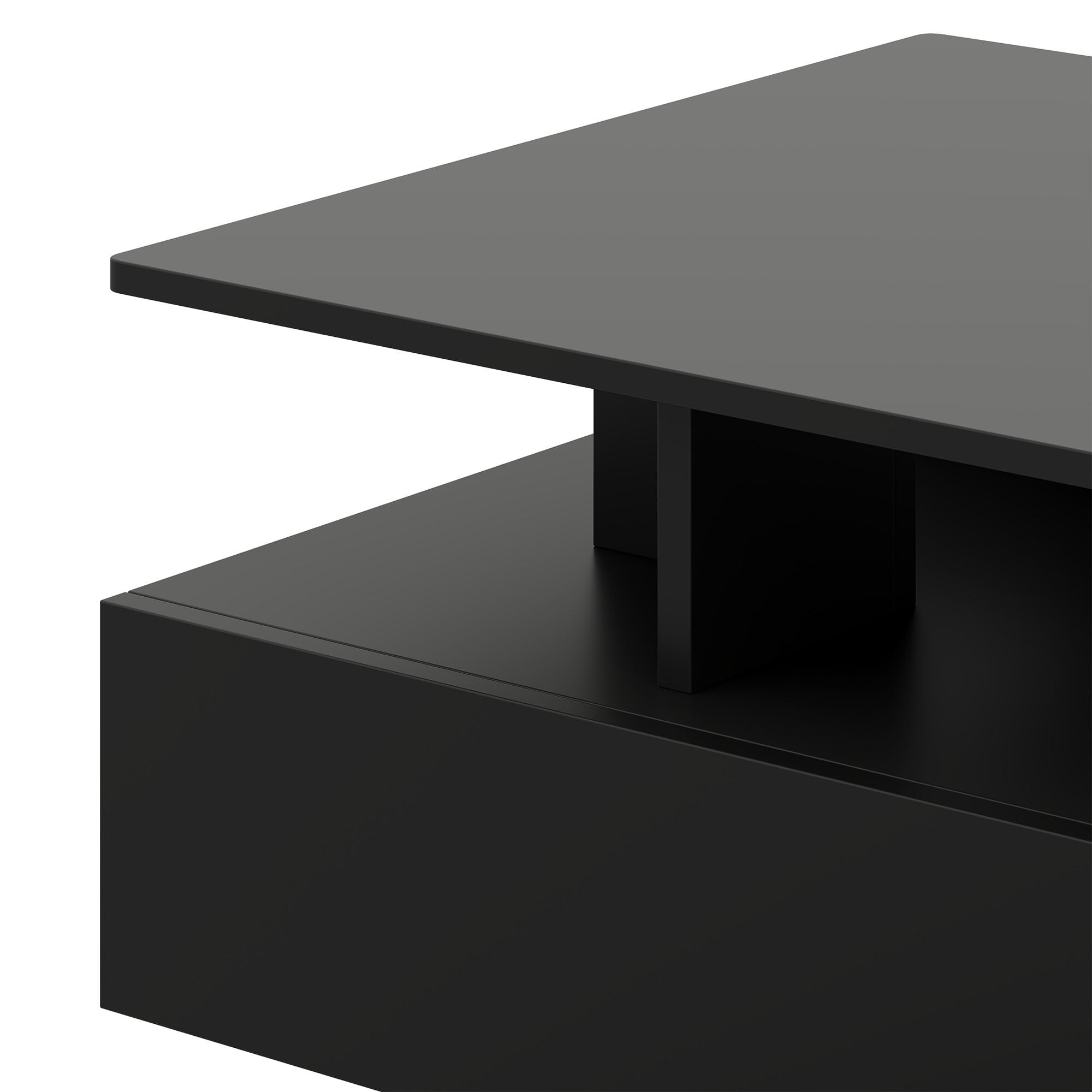Uforic Modern LED Coffee Table, Center Tables with Storage for Living Room, Black