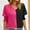 Hot Pink, variant on Kayannuo Blouses for Women Tee Shirts for Women Valentine's Day Women's V-Neck Contrasting Raglan Sleeves Lapel Loose Fitting Shirt Top