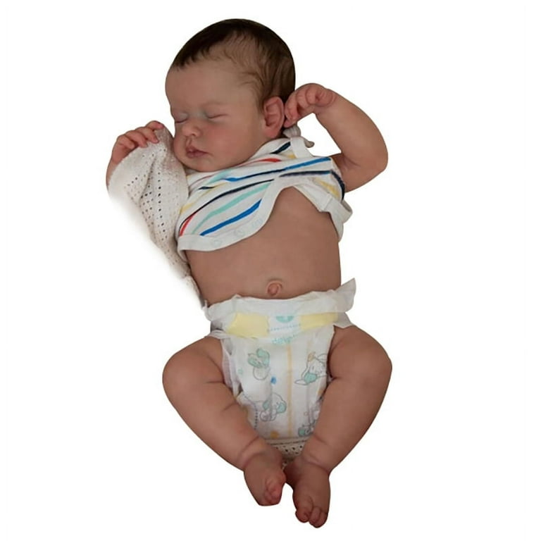 45CM Newborn Full Silicone Baby Boy Doll Reborn Sleeping Soft Cuddly Body  3D Skin with Visible Veins Handmade Doll