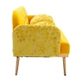 thumbnail image 4 of Royard Oaktree 55" Velvet Sofa Button Tufted Loveseat with Two Pillows Upholstered Small Sofa Chair with Gold Metal Feet Modern Decor Sofa Couch for Living Room Bedroom Apartment,Yellow, 4 of 6
