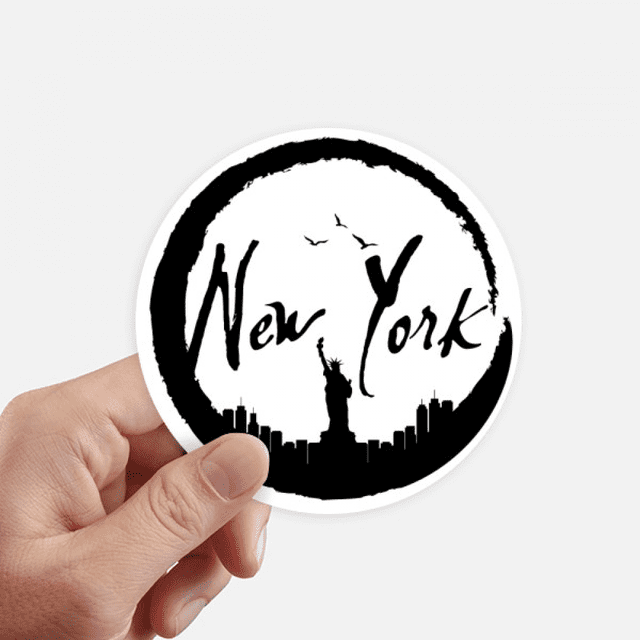 New York USA Liberty Outline Autocollant Rond Mural Valise Ordinateur Portable Étiquette Pare-Chocs