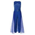 thumbnail image 4 of HXWCHs Straight Leg Jumpsuits for Women, Stylish Women's Sleeveless Jumpsuit with Zipper Front and Elegant Mesh Waistband Design L Blue, 4 of 7