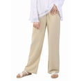 thumbnail image 3 of Women'S Cotton Linen Drawstring High Waisted Pants Casual Loose Fit Wide Leg Trousers Khaki S, 3 of 7