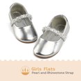 thumbnail image 3 of Dream Pairs Girls Fashion Dress Flats Shoes Kids Slip On Rhinestones Wedding Shoes SERENA-100-INF SILVER Size 5T, 3 of 5