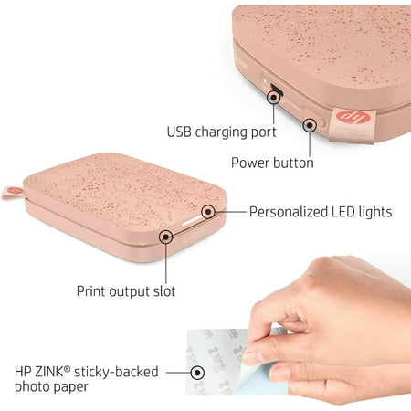 HP - Sprocket Portable 2" x 3" Instant Photo Printer, Prints From iOS or Android Devices - Blush Pink