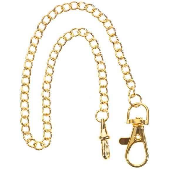 PTOOTP Golden Metal Pocket Watch Chain with Circular Spring Buckle for Clothing Decoration
