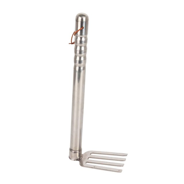 DYNWAVECA Outil de Jardinage à Main en Acier Inoxydable Outil de Culture Polyvalent Longueur 38,5 cm pour Repiquage Râteau Résistant à la Rouille