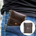 thumbnail image 5 of PU Leather Soft Bifold Wallets for Men Purse Keychain Zip Wallet with Chain - coffee, 5 of 5