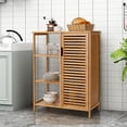 thumbnail image 3 of Giantex Bamboo Bathroom Floor Cabinet, Storage Freestanding Organizer for Kitchen, Hallway, 3 of 8