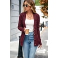 thumbnail image 6 of Women's Long Sleeve Cable Knit Sweater Open Front Cardigan Button Loose Outerwear, 6 of 7