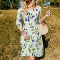 thumbnail image 3 of Blueberries Cream Background Floral Print Dress Summer Dresses Woman Street Style Big Size Casual Dress, 3 of 9