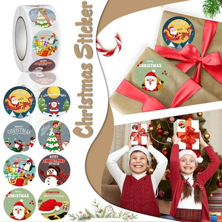 Home Decor 1 Roll 500 PC Christmas Gift Seal Sticker Christmas Candy ...