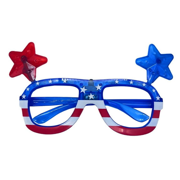 YEAUEME Independence Day Light Up Glasses LED American Flag Flashing Shades 4th of July Veterans Day Memorial Day Fast/Slow Glow Glasses