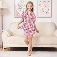 thumbnail image 6 of FORMRS Niños Short Sleeve Top and Pants Pajama Set Unisex Satin 2-Piece Sleepwear, Sizes 11-12Y, Pink Plaid Horse Pattern, 6 of 8