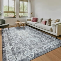 Ultrug Vintage Floral Print Rugs Soft Carpet Retro Area Rug for Living Room Bedroom Home Decor,8'x10',Gray