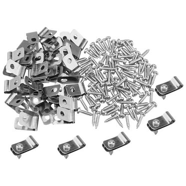 100Pcs Wire Fence Clamp Heavy Duty Fencing Mounting Clips Wire Cage Buckle Clips with Screws