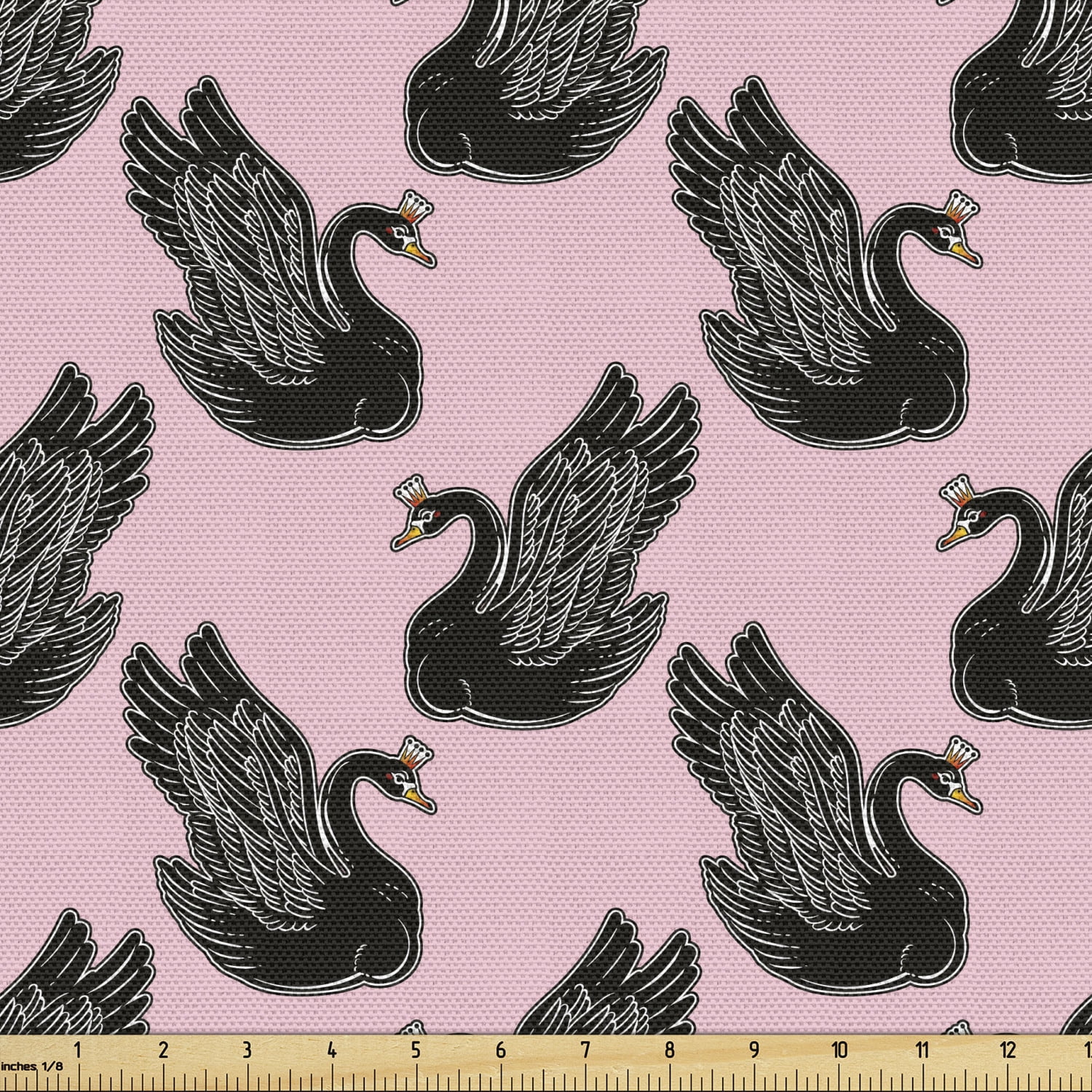 Swan Fabric by the Yard Upholstery, Vintage Pin up Pattern with Black Swan  Cartoon for Girls, Decorative Fabric for DIY and Home Accents, 1 Yard, Pale  Pink Black by Ambesonne 